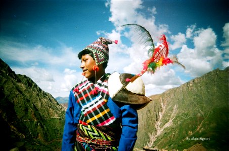 Bolivian boy in traditional dress, North Potosi, Bolivia