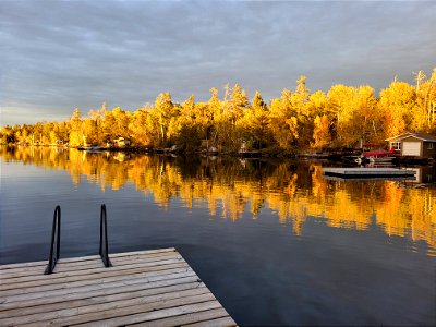Dock Sunset in fall photo