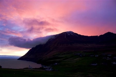 Sunset in Viðareiði, Faroe Islands