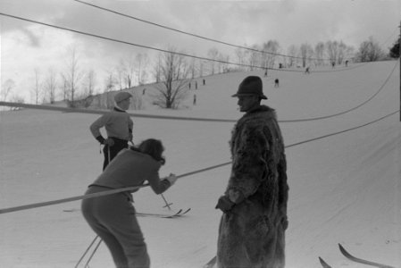 High school students come to Dickinson's farm to ski in Lisbon near Franconia, New Hampshire