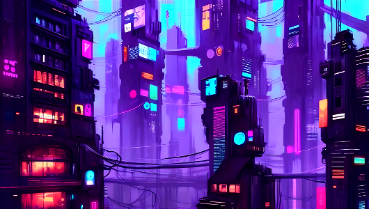 Warm Cyberpunk Cityscape