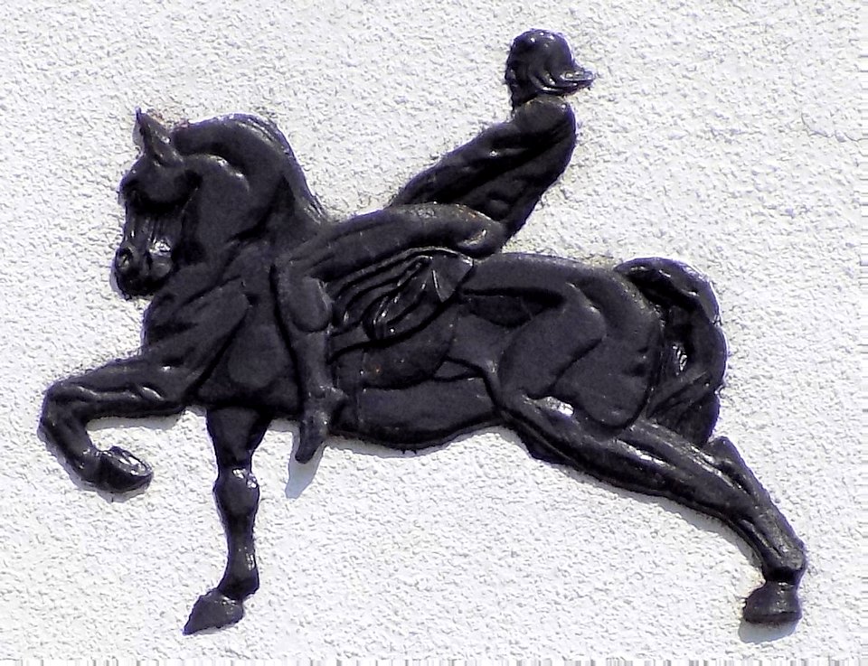 Rider on Horse, plaque on Burnetts' art deco flats, Inverness photo