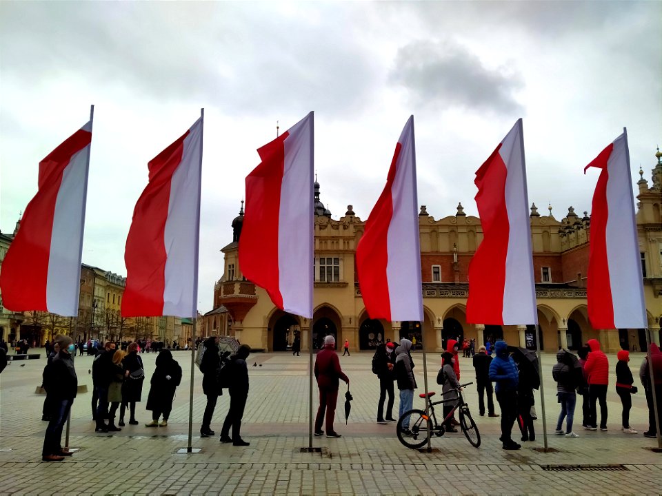 Poland flags in Market Square