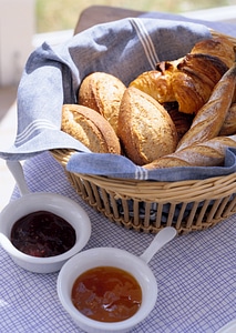 Table setting with bread basket photo