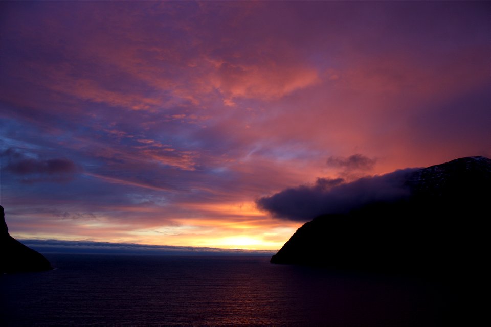 Sunset in Viðareiði, Faroe Islands