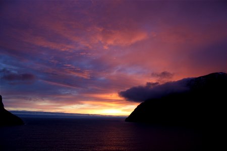 Sunset in Viðareiði, Faroe Islands