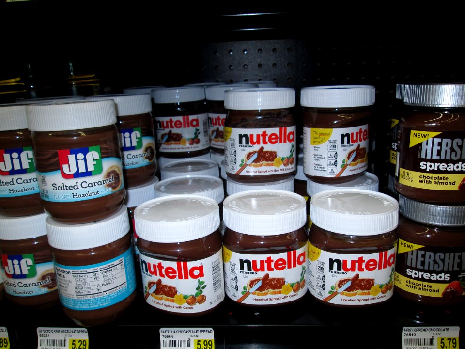 Nutella, Hershey Spread, and Jif Salted Caramel