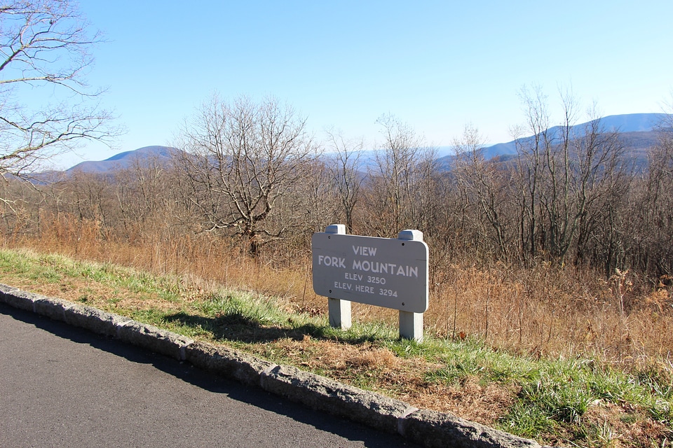 Sign for Fork Mountain Overlook Blue Ridge Parkway