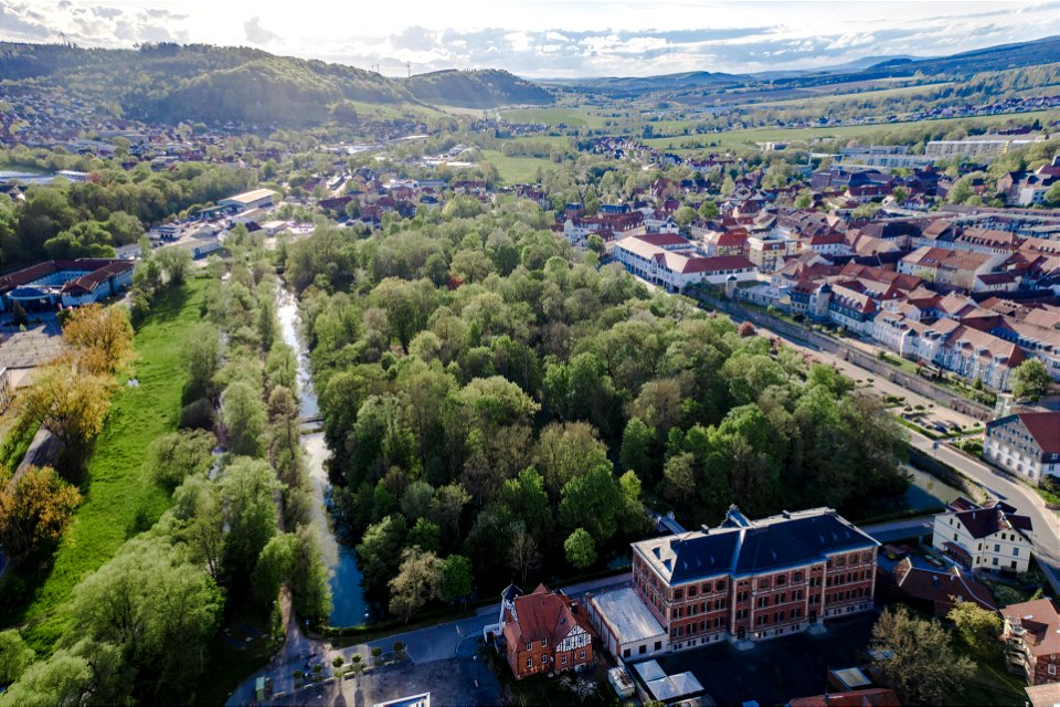 Hildburghausen von oben mit Blick auf den Schlosspark