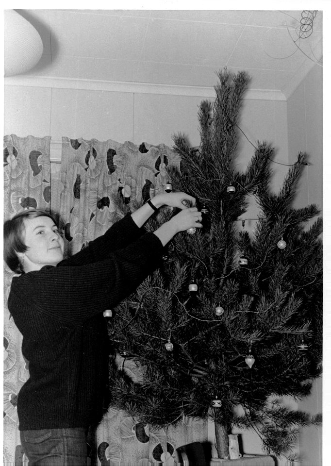 Christine and Xmas tree - 1966
