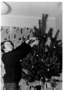 Christine and Xmas tree - 1966 photo