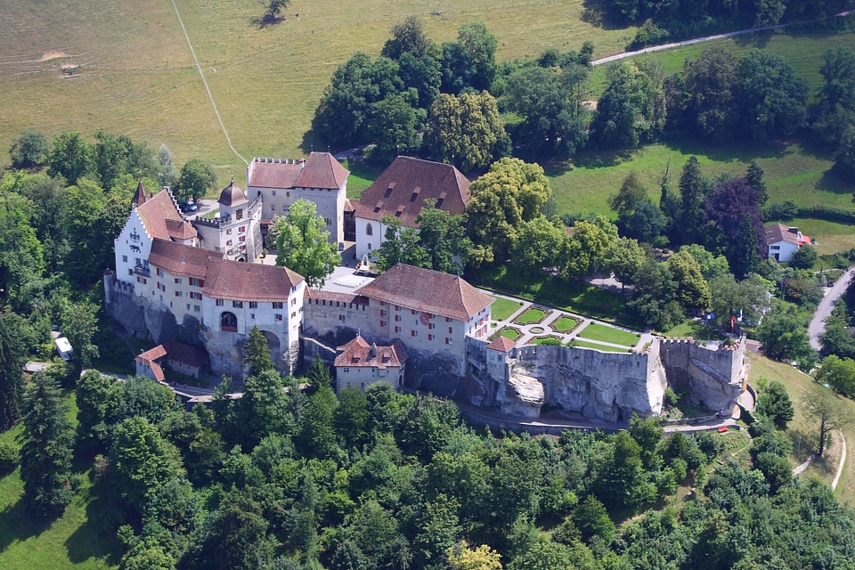 Lenzburg Castle from the airplane