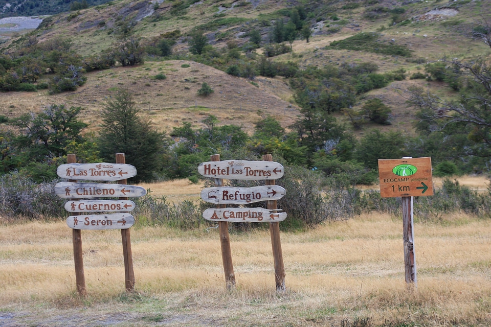 Sign showing the directions and hiking trails