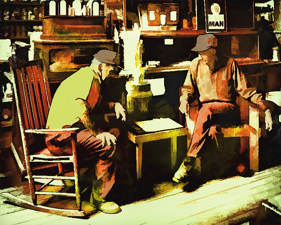 Two man texture and colour effect.