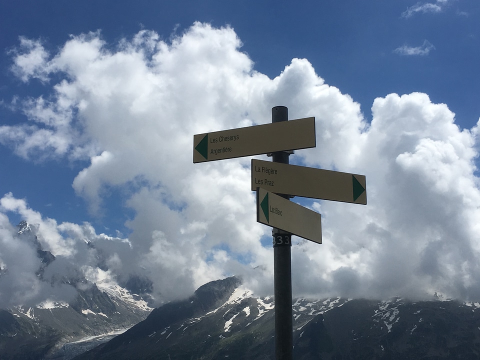 Mountain trail Sign Mont Blanc