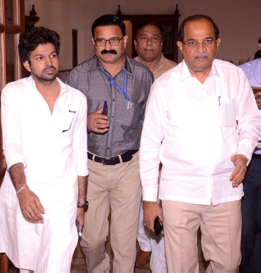 With Radhakrishna Vikhe Patil for a meeting of the Indian film industry at the Chief Minister's office.