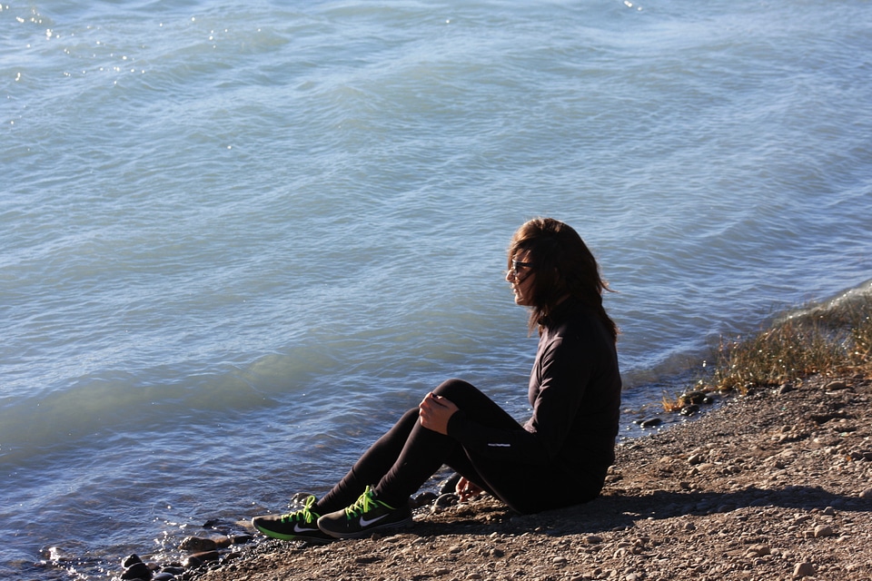 young woman in relax resting on the sea on the beach