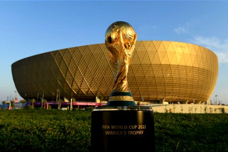 FIFA World Cup Trophy displayed at Lusail Stadium - December 14, 2022 photo