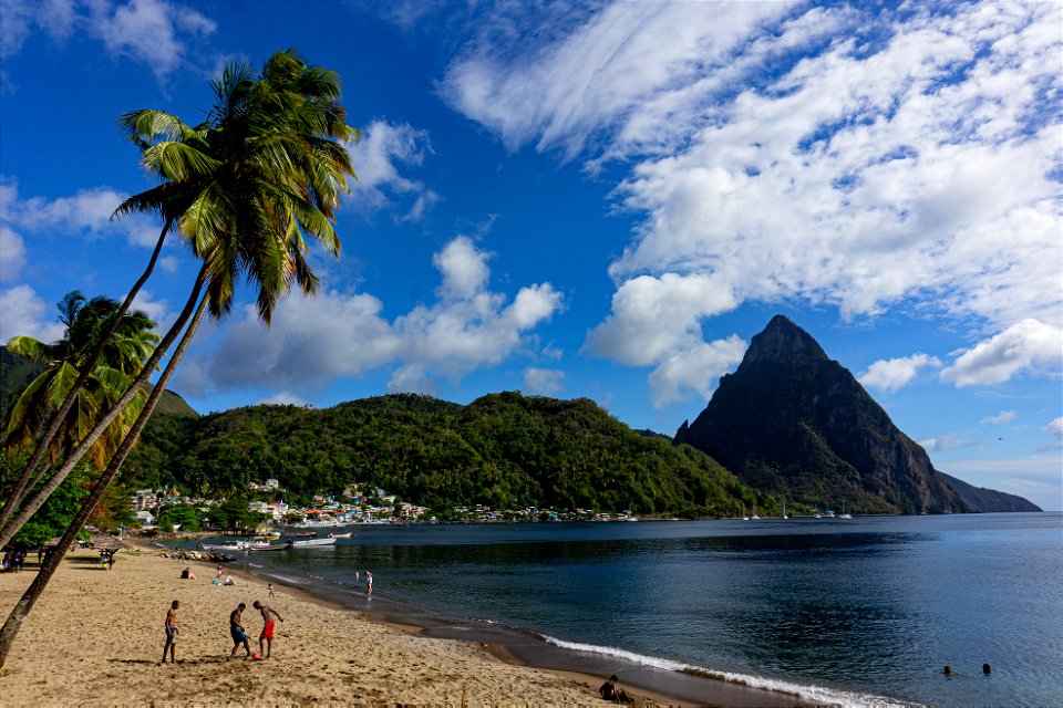 Soufriere Beach with Petit Piton