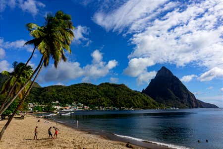 Soufriere Beach with Petit Piton photo