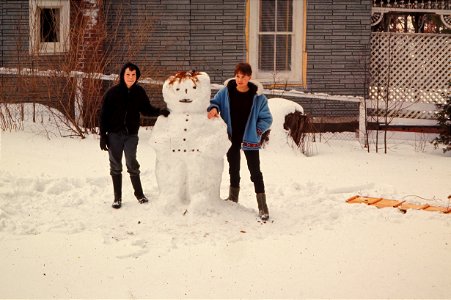 Chris  and Tim (snowman) around 1967