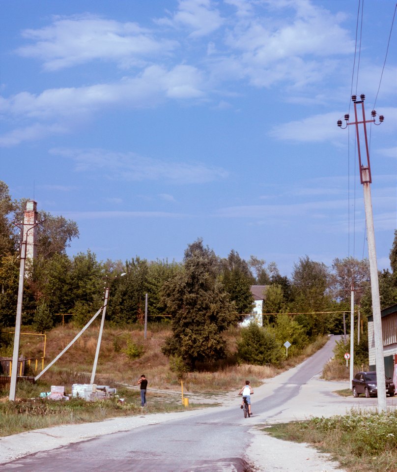 slide with an old bathhouse