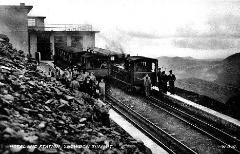 snowdon summit station old postcard hi-res photo
