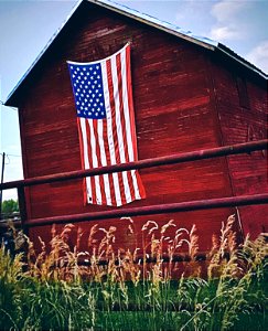 Red barn American Flag