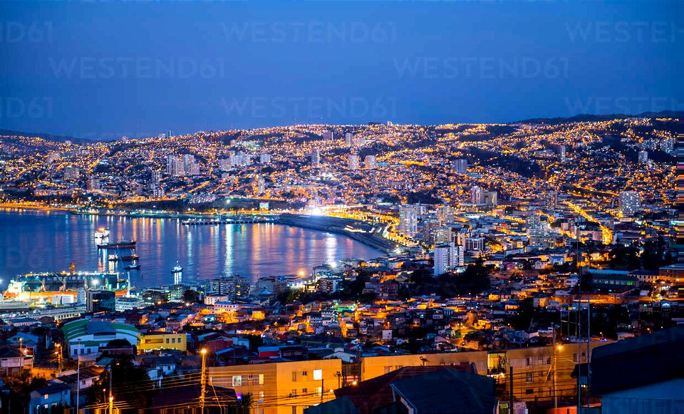 Valparaiso, Chile sunset skyline photo