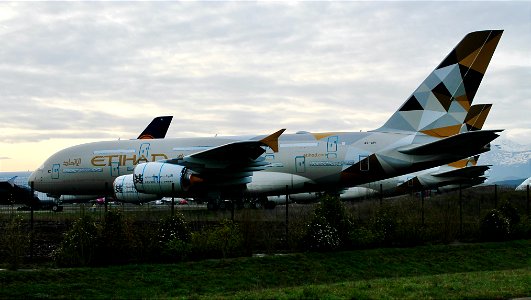 A6-API Etihad Airways Airbus A380-861 233 Tarbes-Lourdes 20-3-22