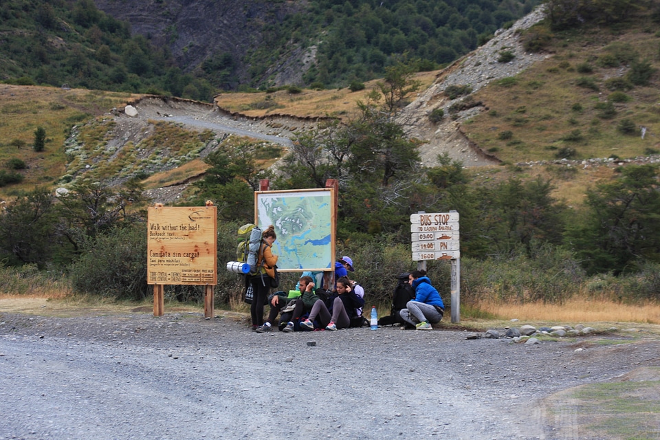 Backpackers in the morning patagonia