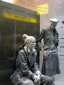 Fashion mannequins in window