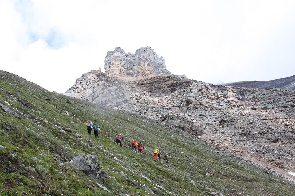 A group of friends on a hiking Banff National Park