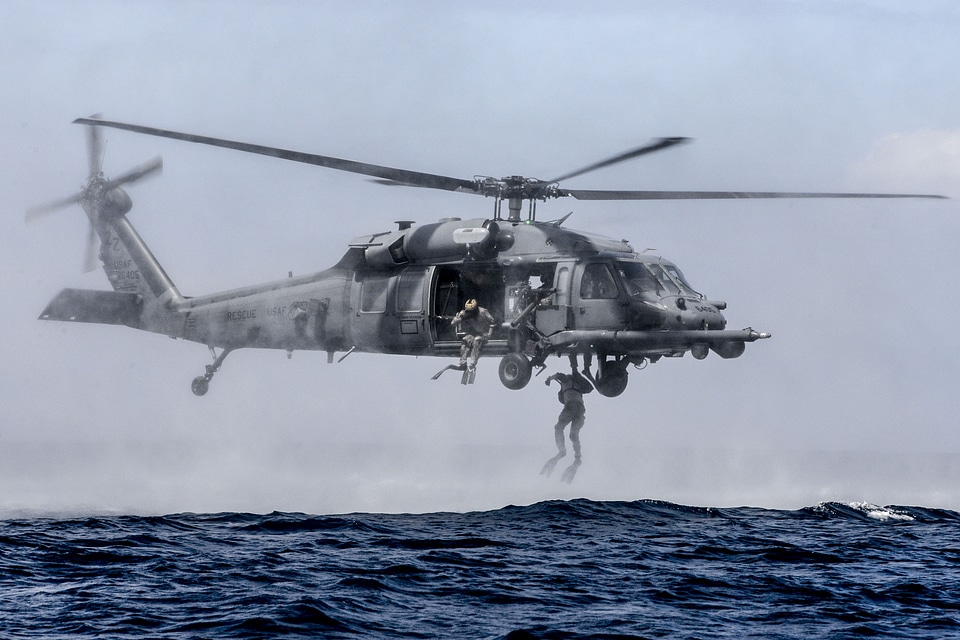 a helo-casting jump out of an HH-60G