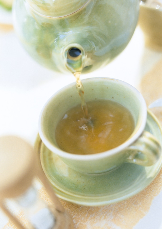 glass teapot flow green tea