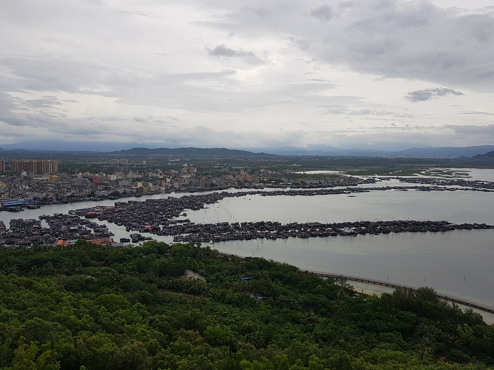 Panorama of the city from the park Luhuitou. Sanya, Hainan, China