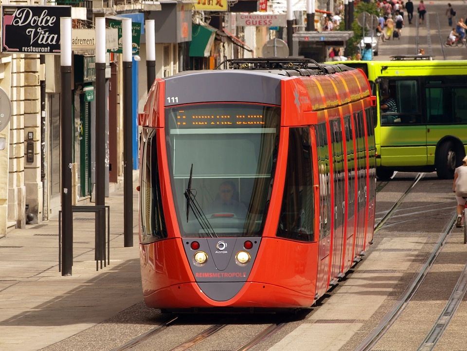 Alsrom tram red wagon photo