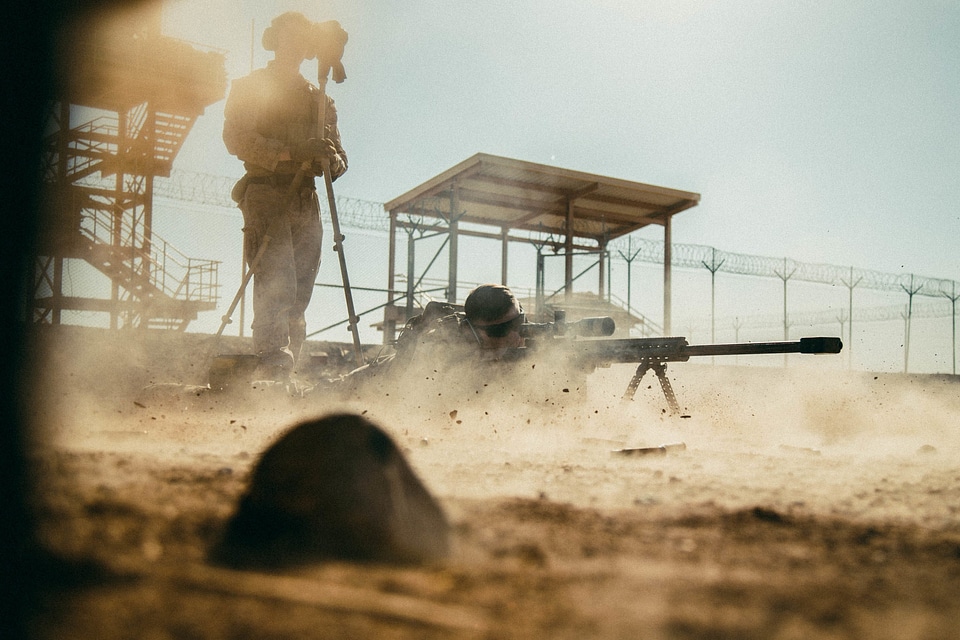 U.S. Marine with Task Force Southwest fires an M107 photo