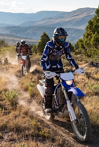 racer on mountain bike participates in race photo