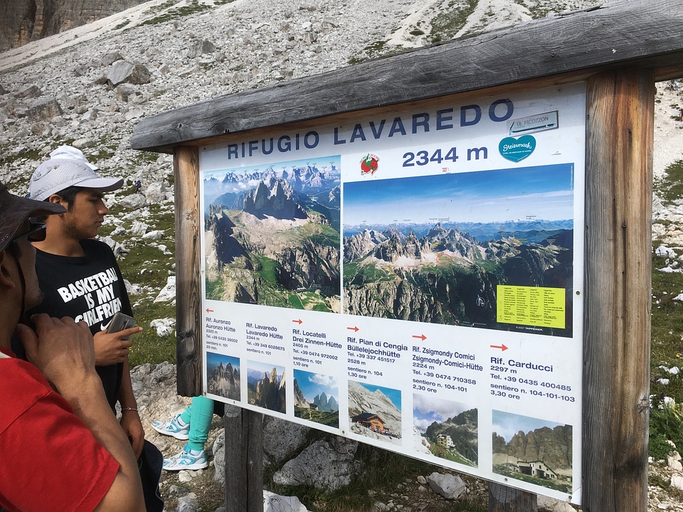 Dolomites mountain panorama and Locatelli Refuge