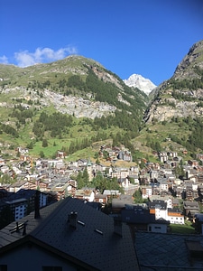 Zermatt village with peak of Matterhorn in Swiss Alps