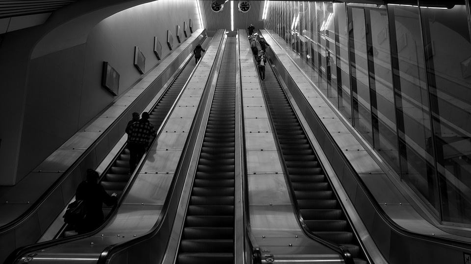 modern escalator in subway station photo