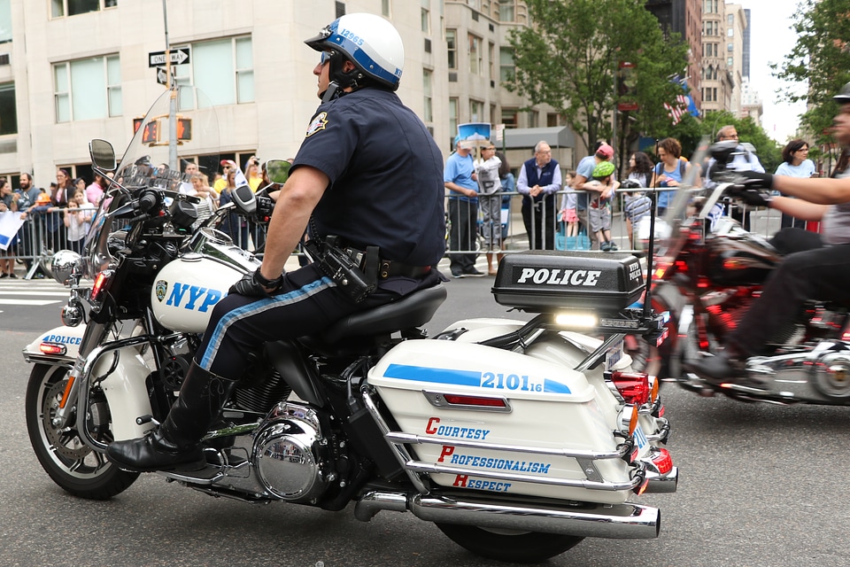 NYPD officers on motorcycles providing security