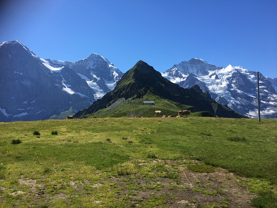 Famous Eiger, Monch and Jungfrau mountains