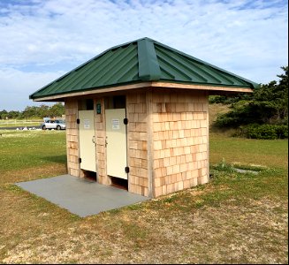 Ocracoke Campground showers with new siding and roof