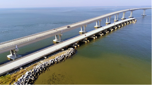Aerial view of the Bonner Bridge Pier