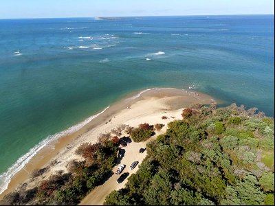 South end of Hatteras Island looking toward north end of Ocracoke Island