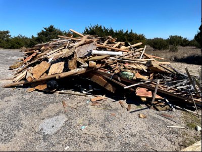 Debris collected at debris removal staging site