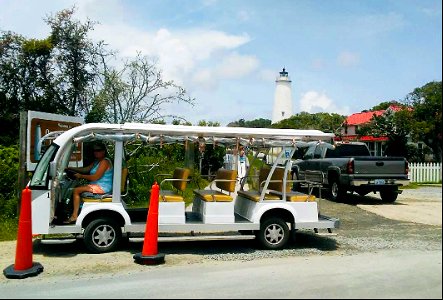 Ocracoke Express tram at the Ocracoke Light Station photo