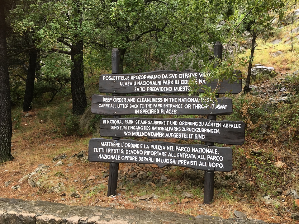 Sign Paklenica National Park in Croatia
